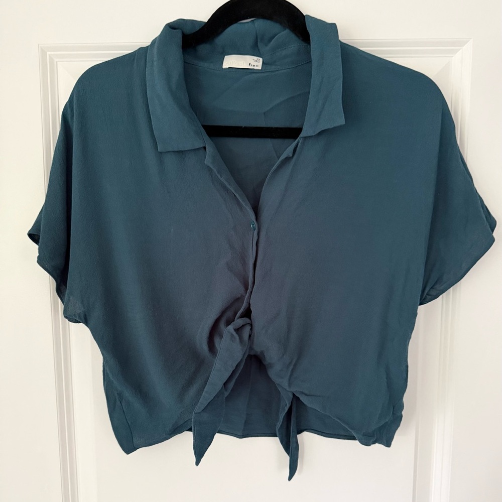 WILFRED | Artizia | Dark Turquoise Tie-Front Top | XS